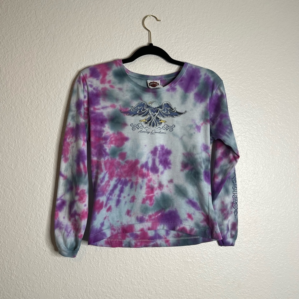 DIY Tie Dye Girls Harley Davidson Small Long Sleeve